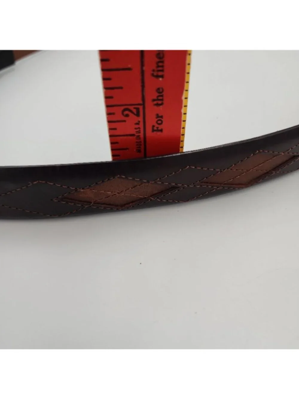 Brighton Belt Mens 34 Argyle Stitched Two Toned Brown Leather Fits 32-36